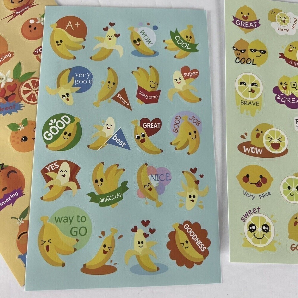Stinky stickers banana, orange, lemon scratch n sniff SMELLS